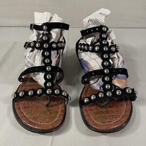 SAM EDELMAN Women's ELISA Black Suede Gladiator Silver Stud Sandals Size US 10M